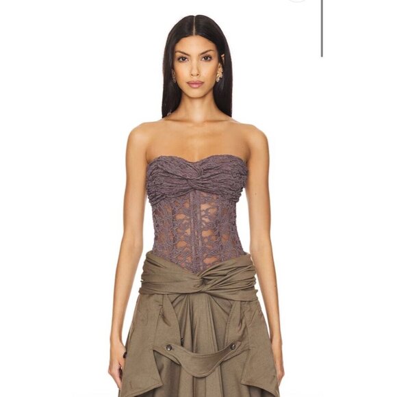 ROKH Twisted Knot Laced Corset Mocha Grey - Picture 1 of 4